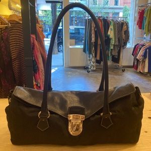 Prada Tessuto Cervo Bag Black Baguette Vintage